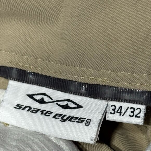 Snake Eyes 34/32 Men Khaki Tan Flat Front Golf Athletic Activewear Sporty Pants - Picture 3 of 13